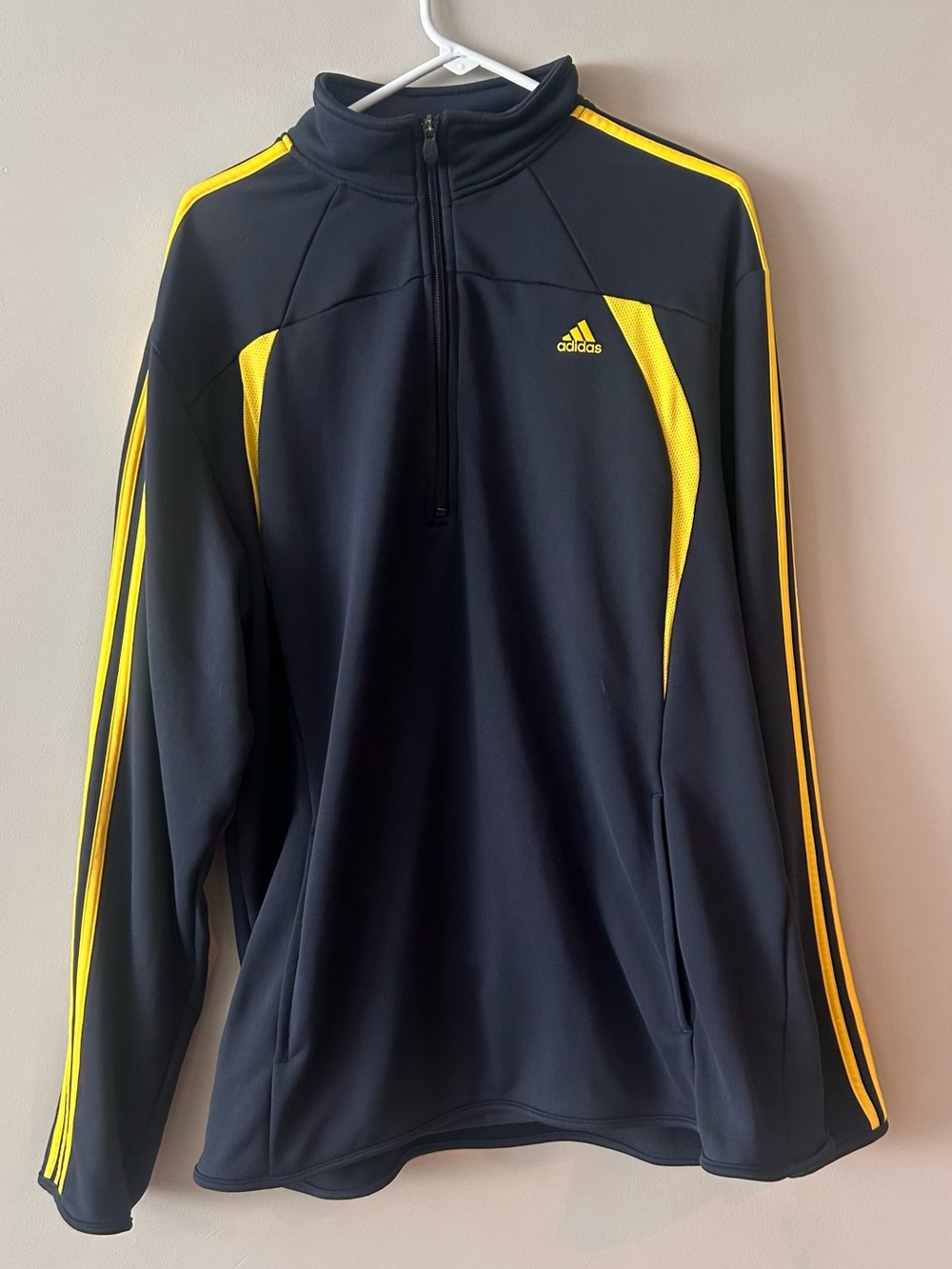 Adidas Men’s Navy & Yellow Half-Zip Performance Jacket